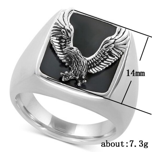💞925 Silver Plated Unique Flying Eagle Knight Cool Punk Men's MLNN1246 - Picture 2 of 2